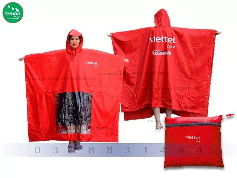 Áo mưa Poncho khổ rộng in logo Viettel