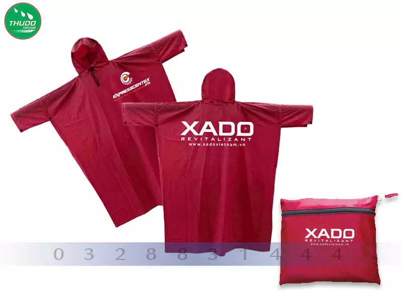 Áo mưa chữ t in logo công ty Xado