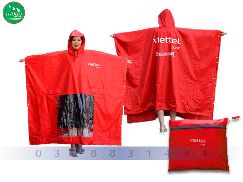 Áo mưa chữ T - Áo mưa cài cạnh in logo Viettel