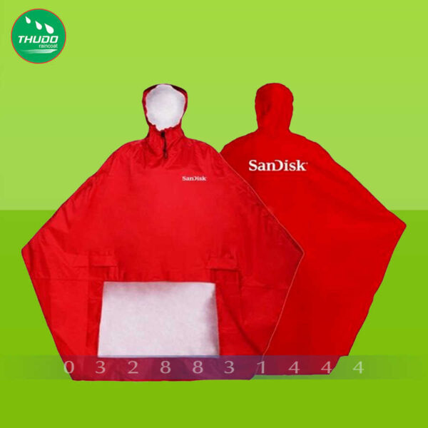 Áo mưa quà tặng in logo màu đỏ