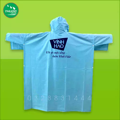 Áo mưa quà tặng in logo màu xanh ngọc