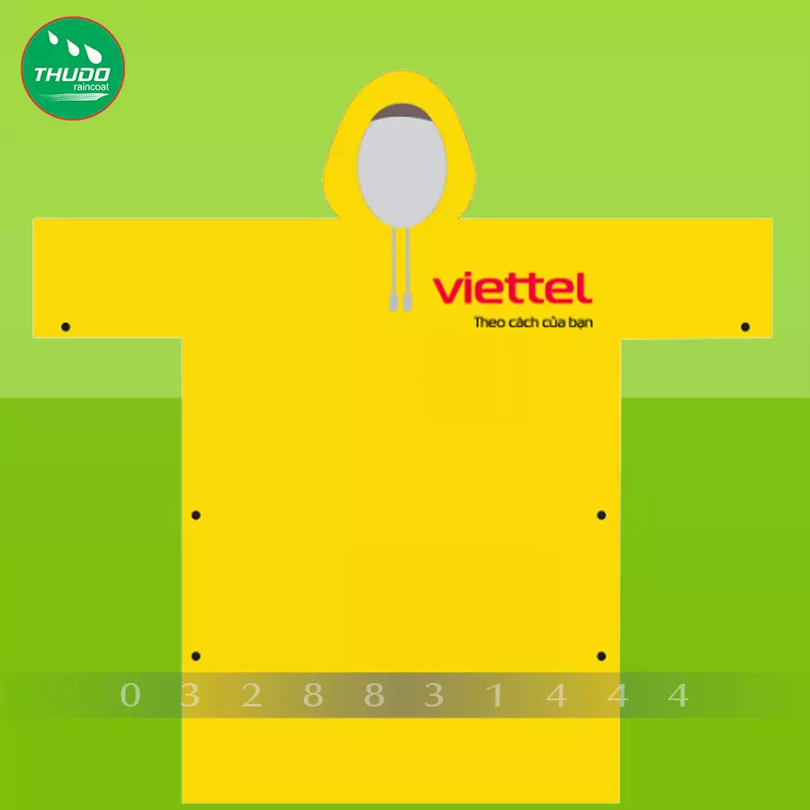 Áo mưa quà tặng in logo Viettel màu vàng